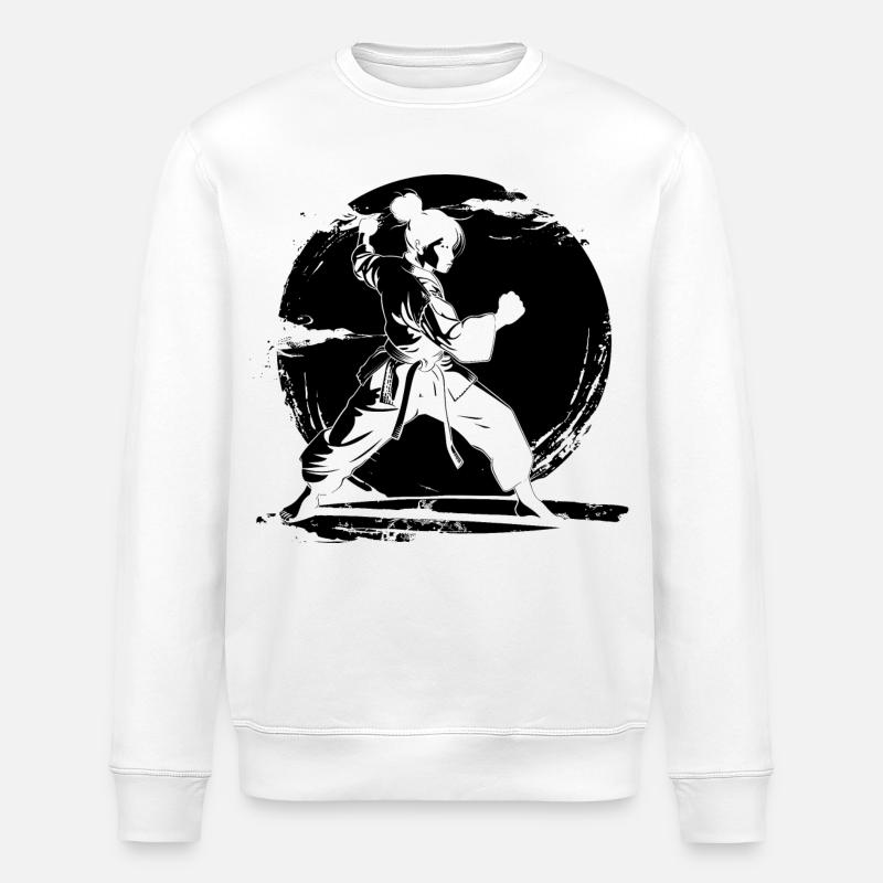 Karate Mädchen Skizze - Stanley/Stella Unisex Bio-Sweatshirt ROLLER - Weiß