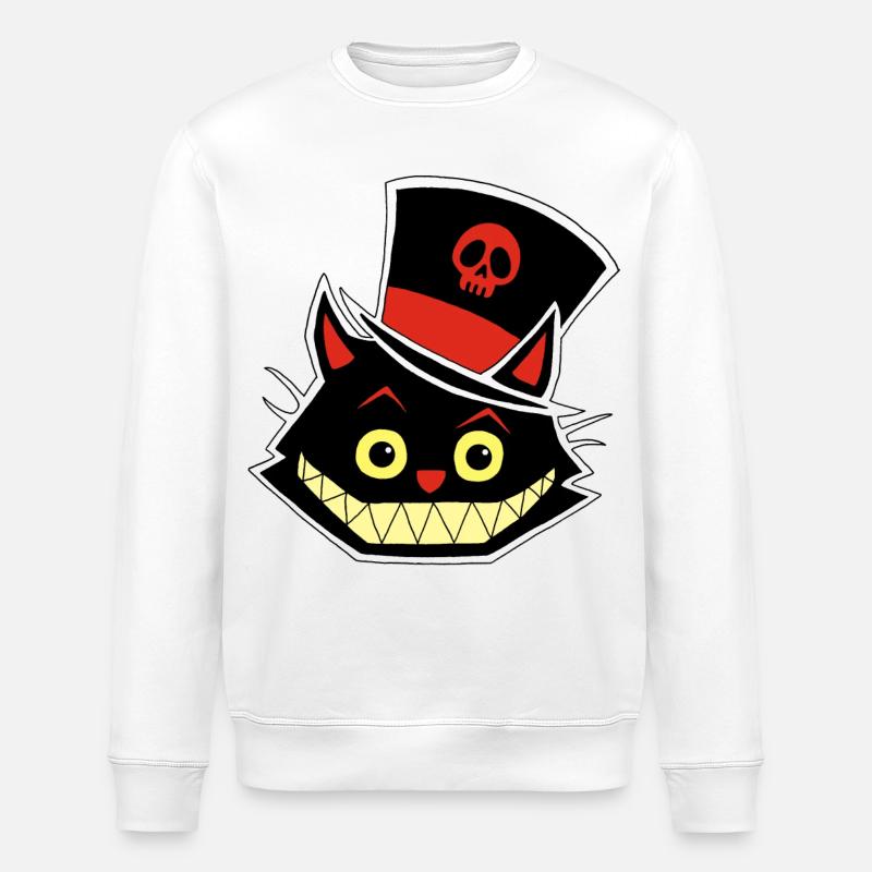 Katze und Hut - Stanley/Stella Unisex Bio-Sweatshirt ROLLER - Weiß