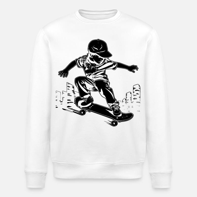 Skateboarding Junge - Stanley/Stella Unisex Bio-Sweatshirt ROLLER - Weiß