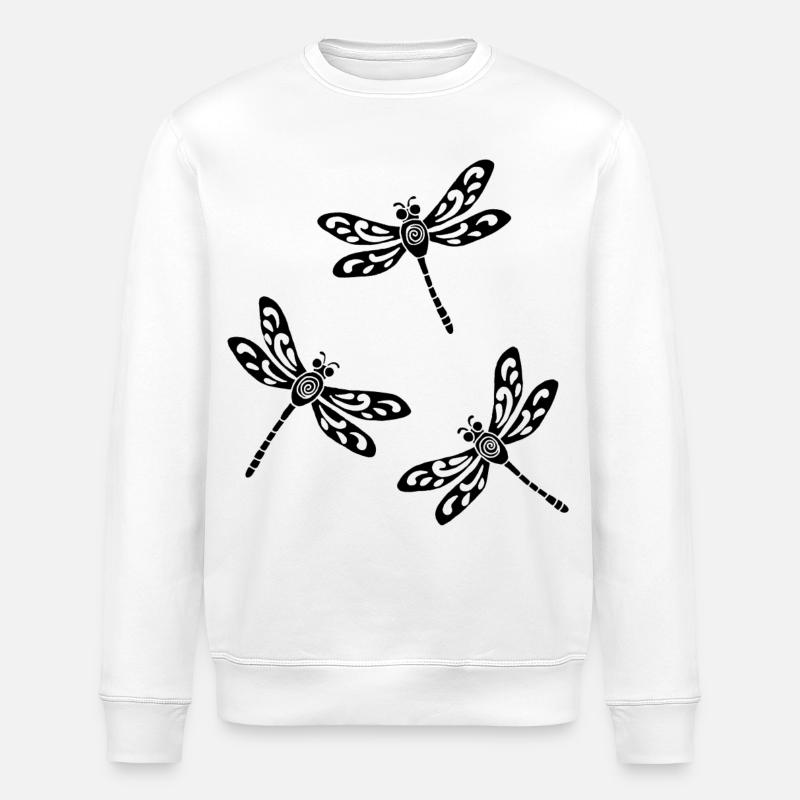 Trio schwarzer Libellen - Stanley/Stella Unisex Bio-Sweatshirt ROLLER - Weiß