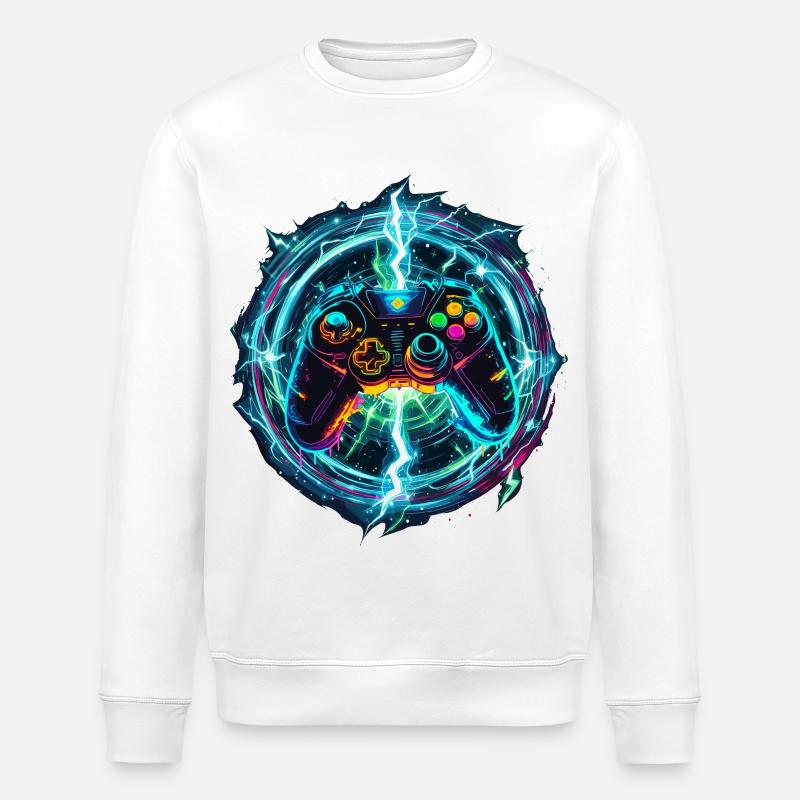 Galactic Gaming Controller - Stanley/Stella ROLLER Unisex Organic Sweatshirt - white