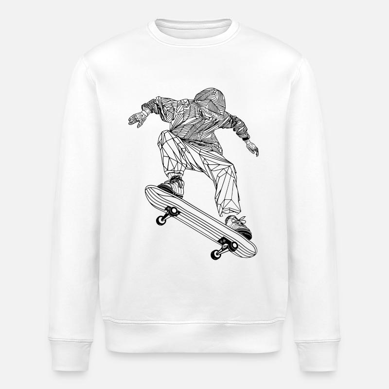 Skateboarder Strichzeichnung - Stanley/Stella Unisex Bio-Sweatshirt ROLLER - Weiß