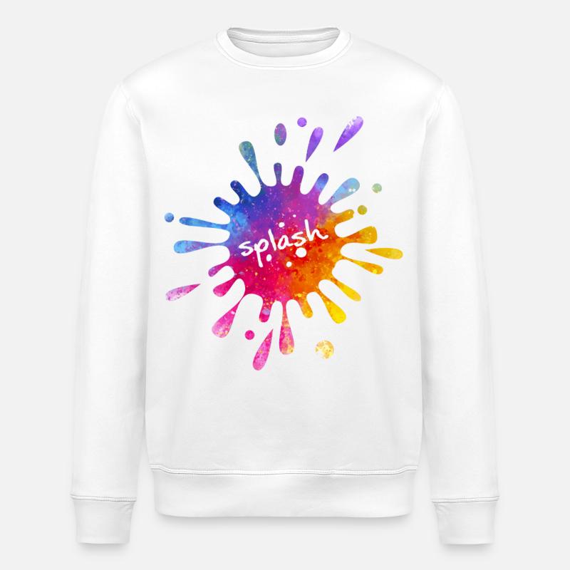 Splash - bunter Farbklecks - Stanley/Stella Unisex Bio-Sweatshirt ROLLER - Weiß