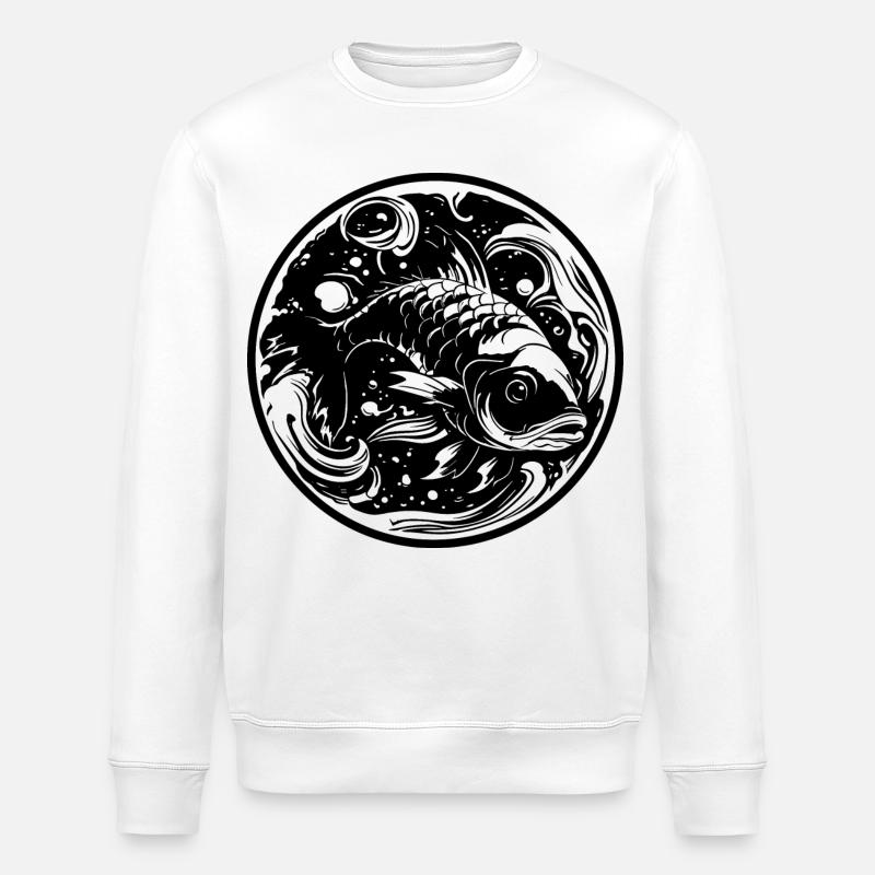Dessin de poisson - Sweat bio ROLLER Stanley/Stella Unisexe - blanc