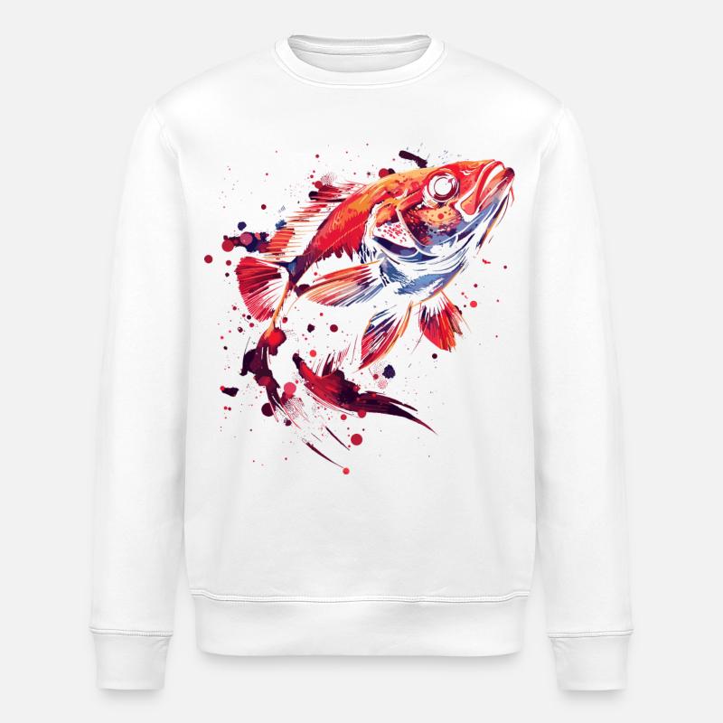 Fish - Stanley/Stella ROLLER Unisex Organic Sweatshirt - white