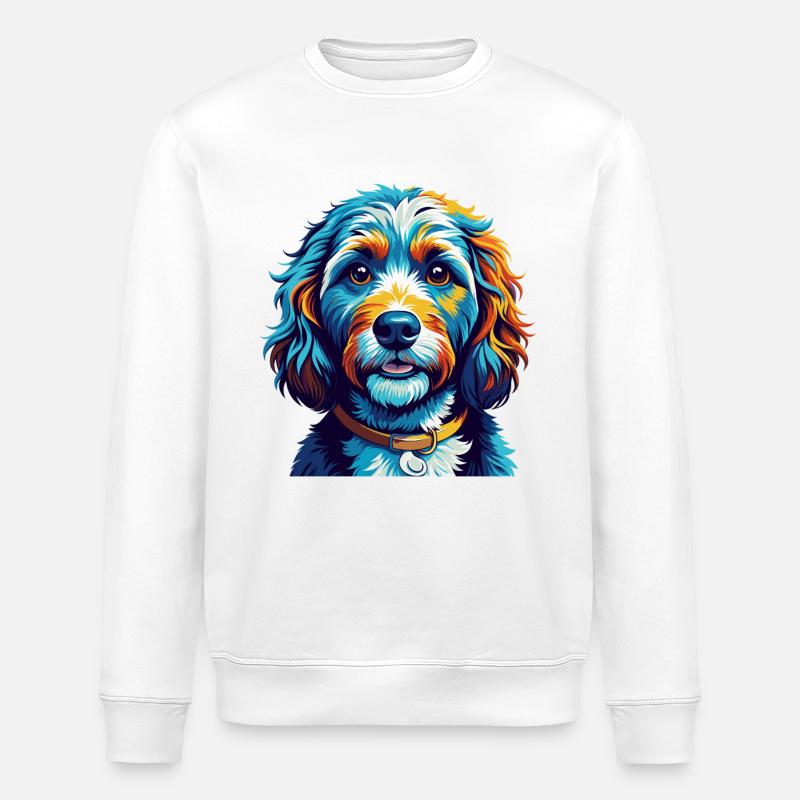 Cockapoo Hunderasse Bunt Karikatur Kawaii - Stanley/Stella Unisex Bio-Sweatshirt ROLLER - Weiß