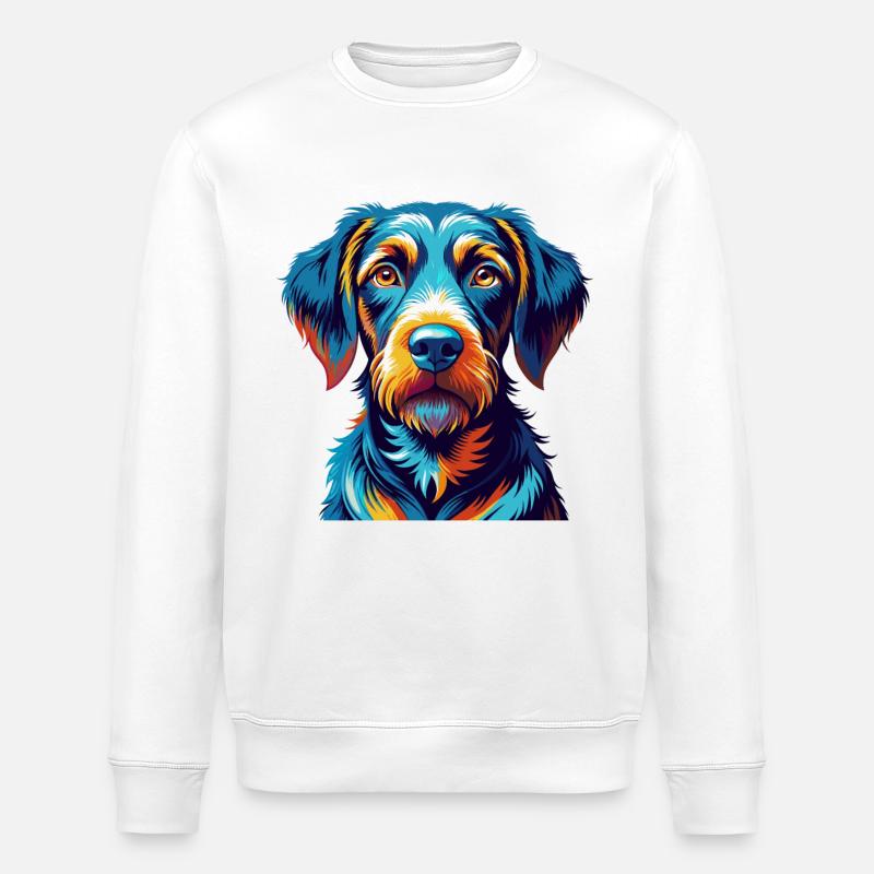 Pudelpointer Hunderasse Bunte Karikatur Kawaii - Stanley/Stella Unisex Bio-Sweatshirt ROLLER - Weiß
