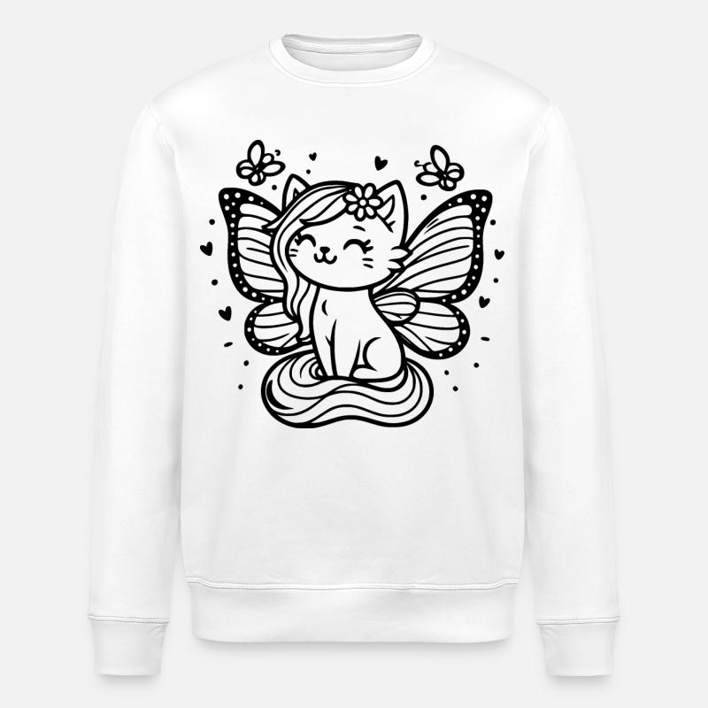 Chat ailé (noir) - Sweat bio ROLLER Stanley/Stella Unisexe - blanc