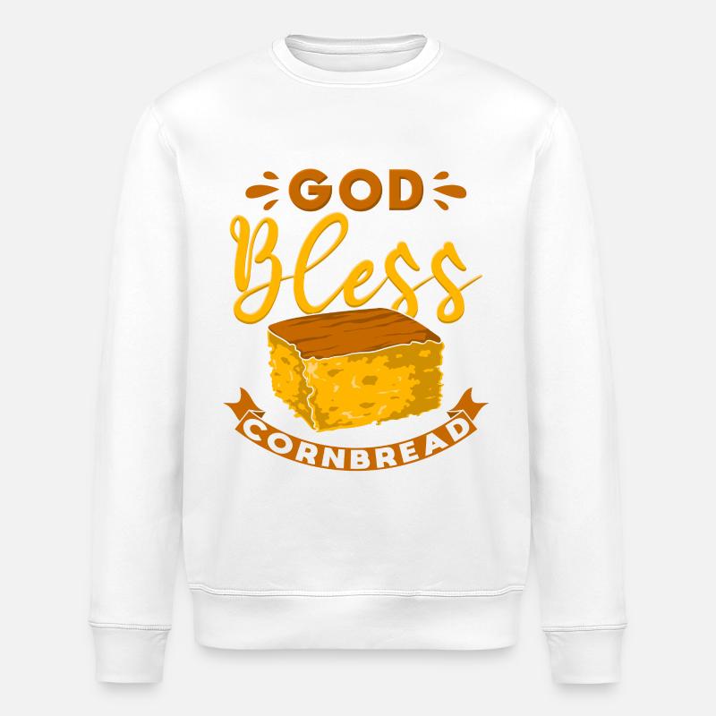 God Bless Cornbread - Stanley/Stella ROLLER Unisex Organic Sweatshirt - white