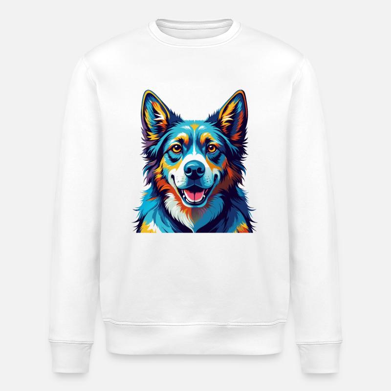 Akbash Hunderasse Bunte Karikatur Kawaii - Stanley/Stella Unisex Bio-Sweatshirt ROLLER - Weiß
