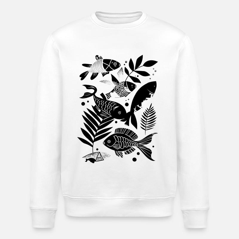 Fischen Comic - Stanley/Stella Unisex Bio-Sweatshirt ROLLER - Weiß