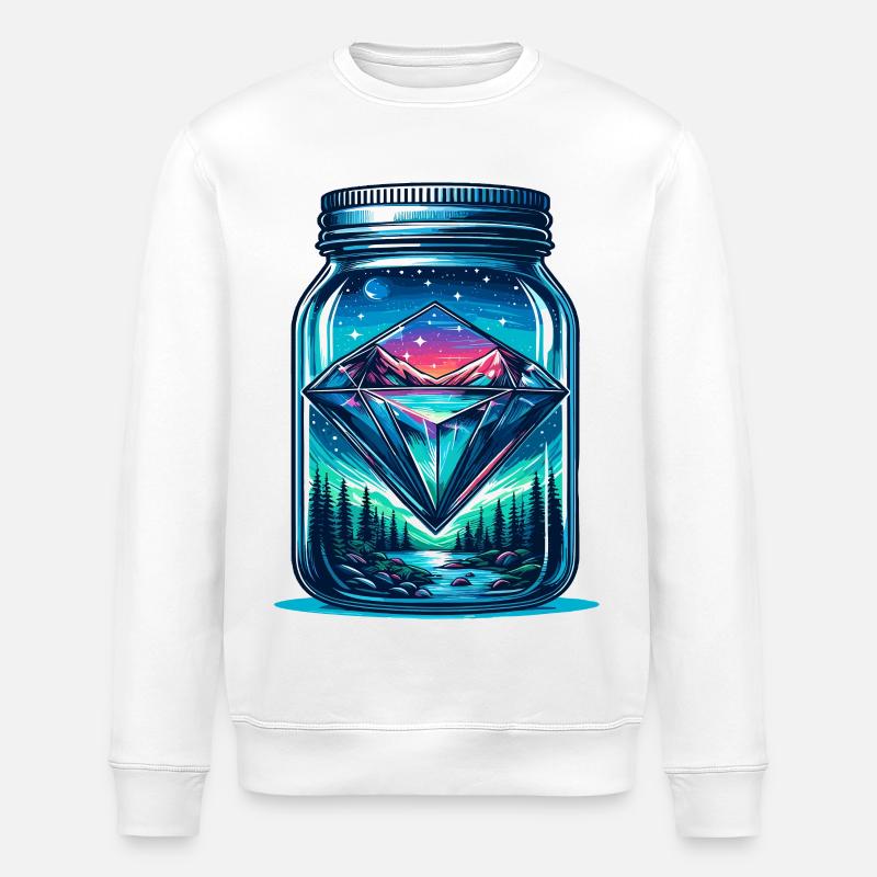 Diamant Natur Landschaft im Einmachglas - Stanley/Stella Unisex Bio-Sweatshirt ROLLER - Weiß