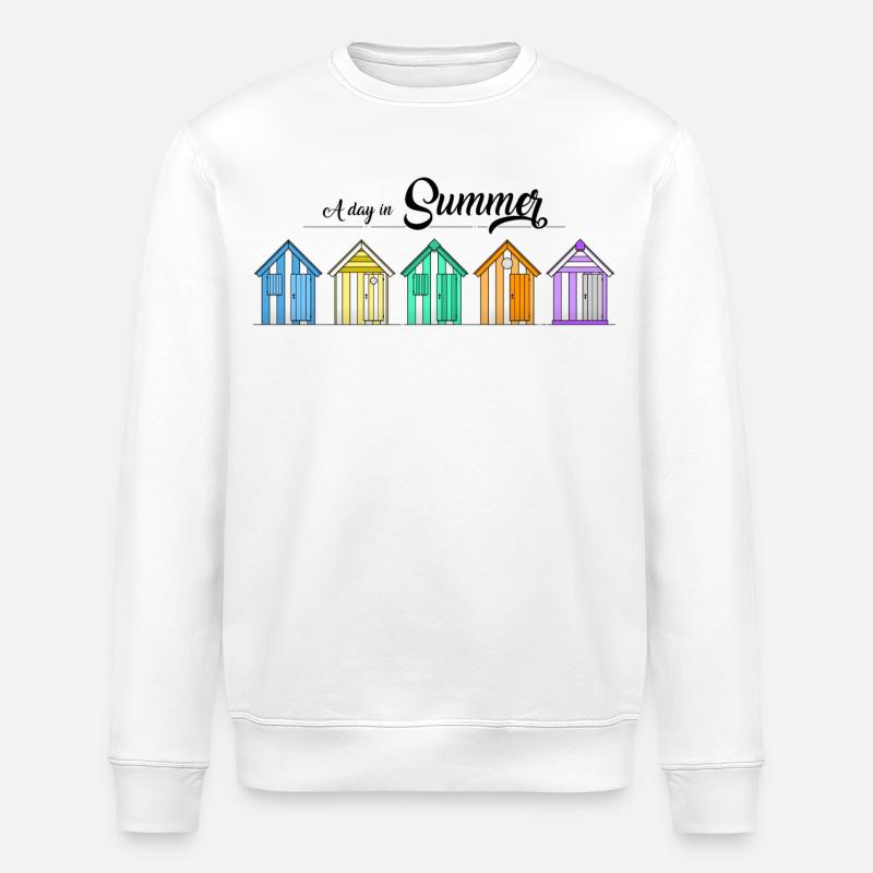 Beach huts - Stanley/Stella ROLLER Unisex Organic Sweatshirt - white
