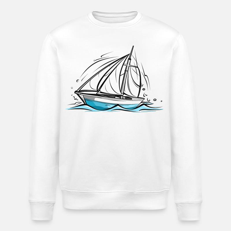 Segelboot Zeichnung - Stanley/Stella Unisex Bio-Sweatshirt ROLLER - Weiß