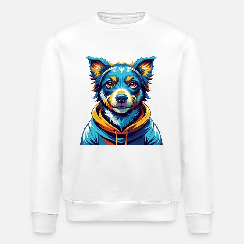 Dunker Hunderasse Bunt Karikatur Kawaii - Stanley/Stella Unisex Bio-Sweatshirt ROLLER - Weiß