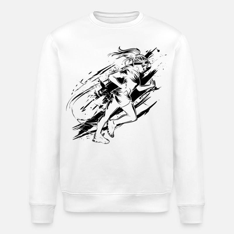 Runner Drawing - Stanley/Stella ROLLER Unisex Organic Sweatshirt - white