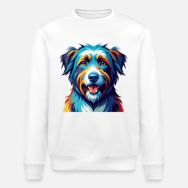 Pyrenäenschäferhund Hunderasse Karikatur Kawaii - Stanley/Stella Unisex Bio-Sweatshirt ROLLER - Weiß
