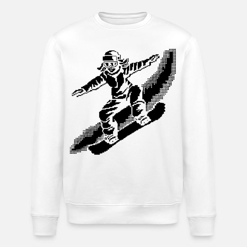Snowboarder Pixel Art - Stanley/Stella Unisex Bio-Sweatshirt ROLLER - Weiß