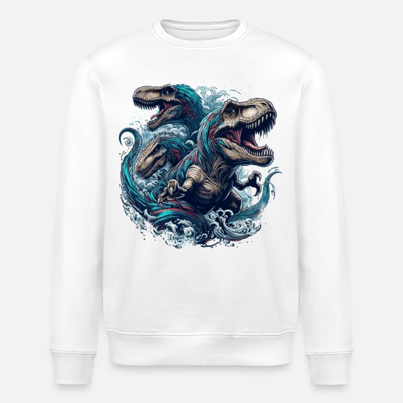 Brüllendes T-Rex Trio Dinosaurier Geschenk - Stanley/Stella Unisex Bio-Sweatshirt ROLLER - Weiß