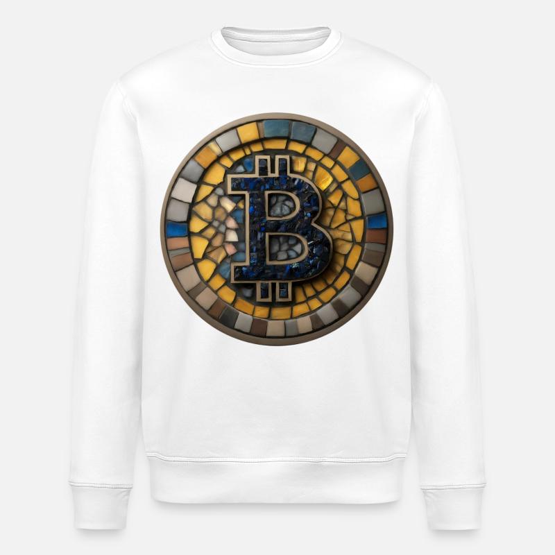Bitcoin im Mosaik-Stil - Stanley/Stella Unisex Bio-Sweatshirt ROLLER - Weiß