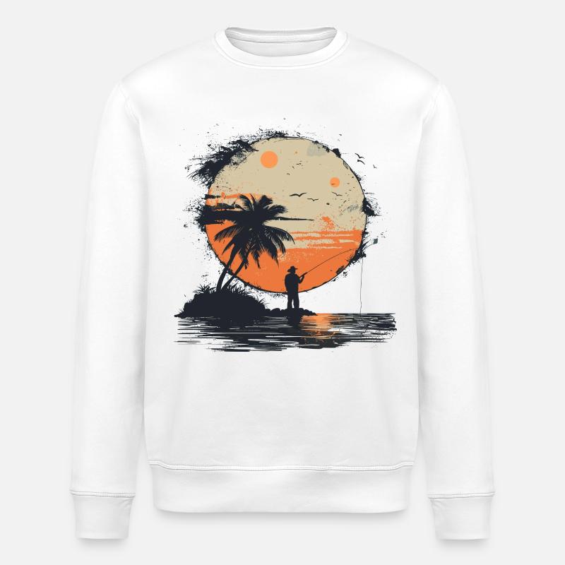 Graphique de pêche - Sweat bio ROLLER Stanley/Stella Unisexe - blanc