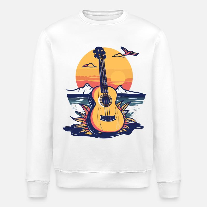 Ukulele Graphics - Stanley/Stella ROLLER Unisex Organic Sweatshirt - white