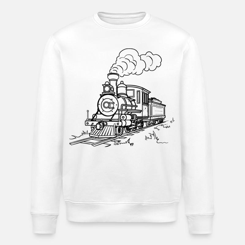 Eisenbahn Zeichnung - Stanley/Stella Unisex Bio-Sweatshirt ROLLER - Weiß
