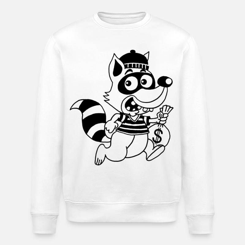 Dieb Waschbär (Schwarz) - Stanley/Stella Unisex Bio-Sweatshirt ROLLER - Weiß