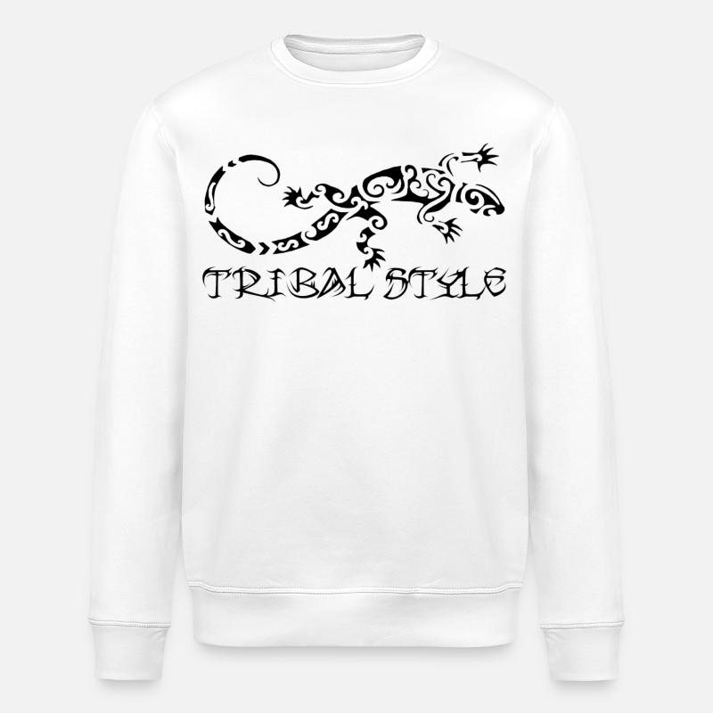 Polynesian black lizard - Stanley/Stella ROLLER Unisex Organic Sweatshirt - white