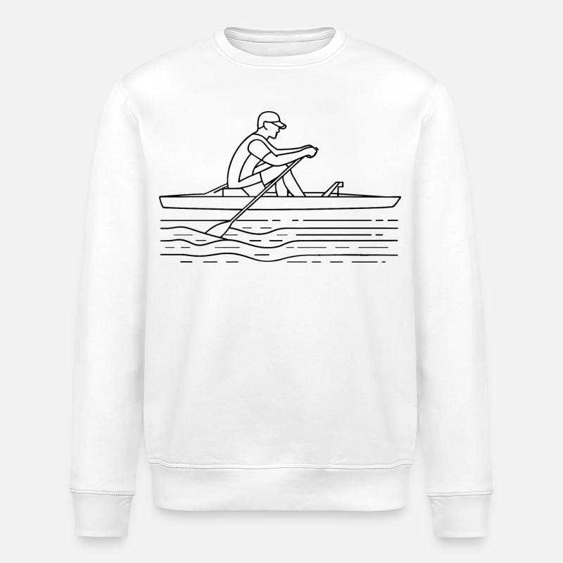 Rower Drawing - Stanley/Stella ROLLER Unisex Organic Sweatshirt - white