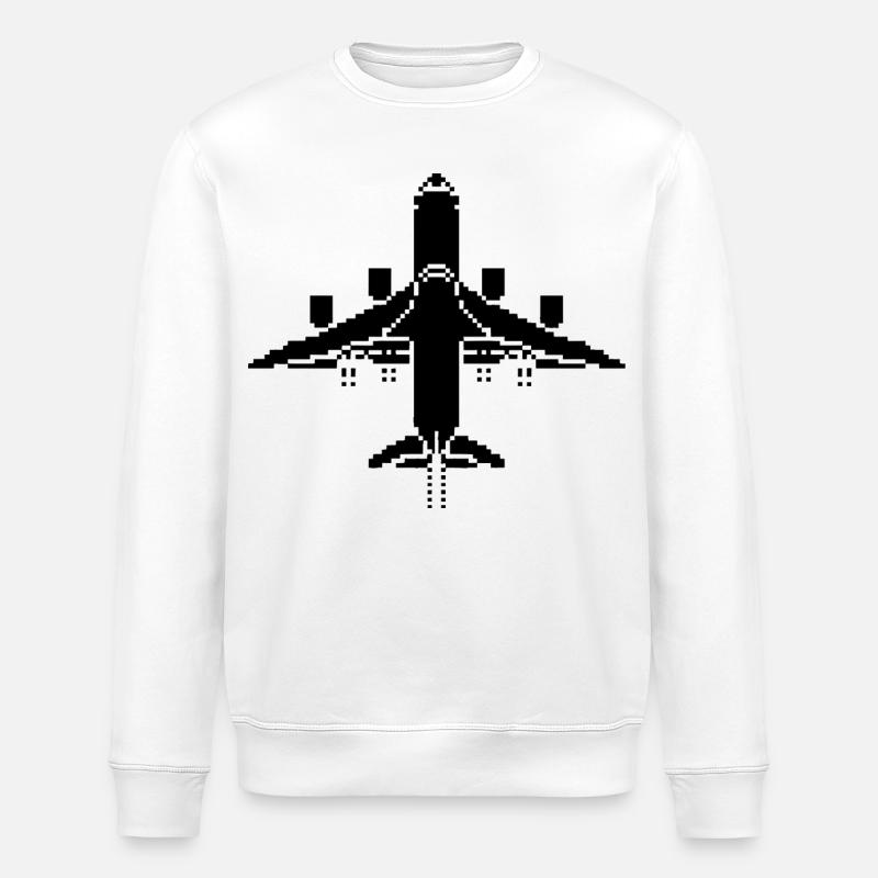 Avion Pixel Art - Sweat bio ROLLER Stanley/Stella Unisexe - blanc