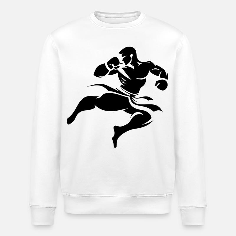 Kickboxen Zeichnung - Stanley/Stella Unisex Bio-Sweatshirt ROLLER - Weiß