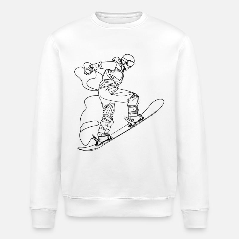 Dessin au trait du snowboarder - Sweat bio ROLLER Stanley/Stella Unisexe - blanc