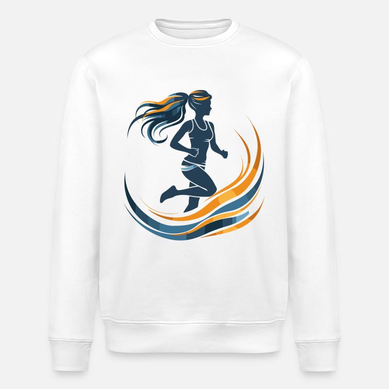Grafik Läuferin - Stanley/Stella Unisex Bio-Sweatshirt ROLLER - Weiß