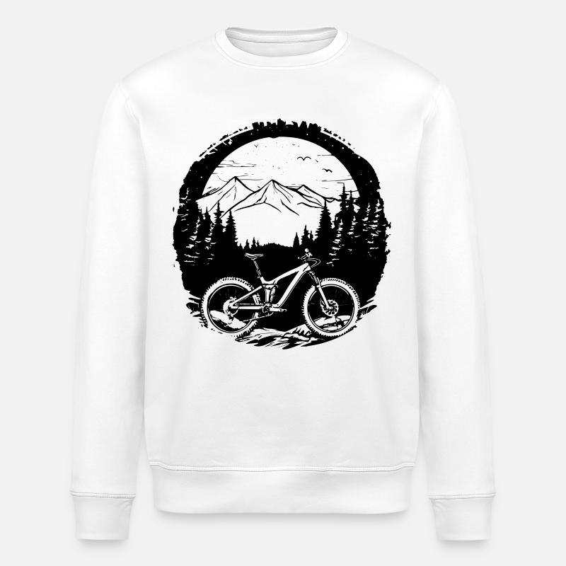 Mountainbiker Zeichnung - Stanley/Stella Unisex Bio-Sweatshirt ROLLER - Weiß