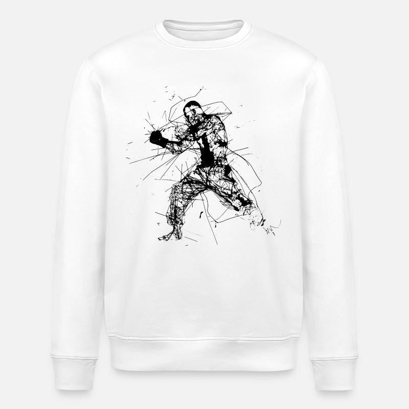 Kickboxer Skizze - Stanley/Stella Unisex Bio-Sweatshirt ROLLER - Weiß