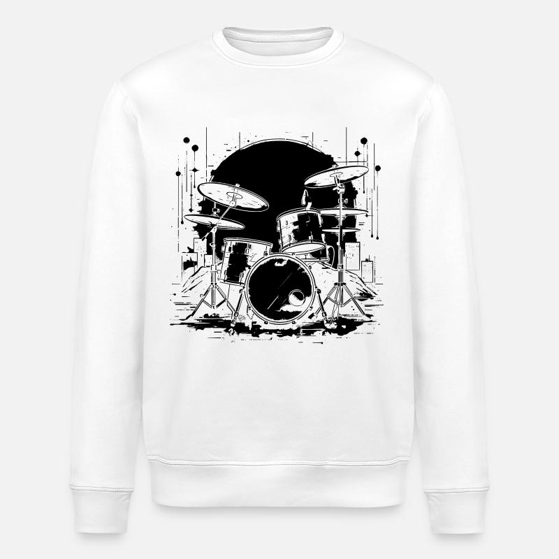 Drums Graphics - Stanley/Stella ROLLER Unisex Organic Sweatshirt - white