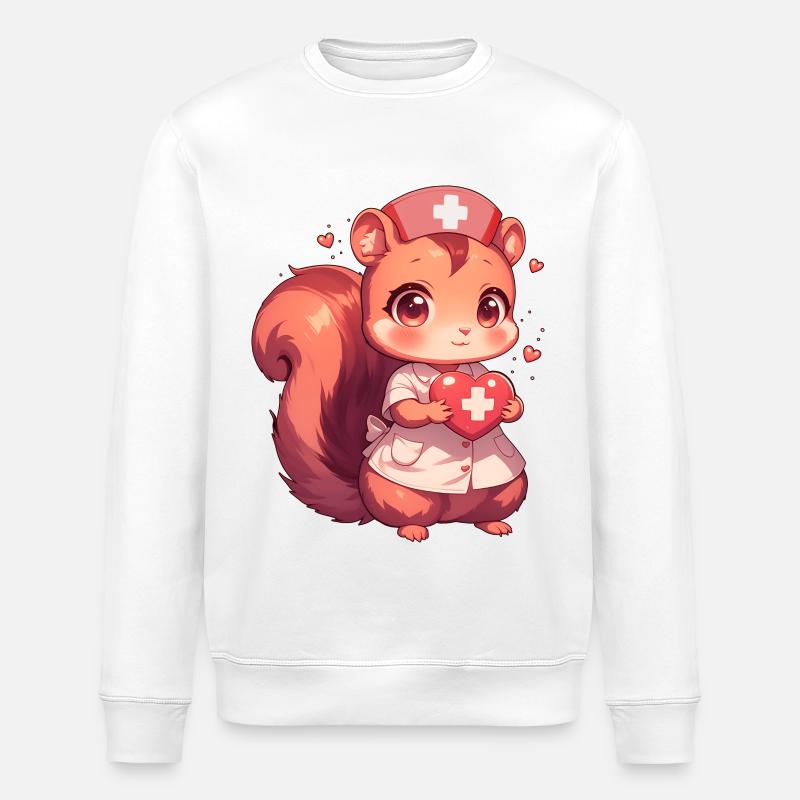 Pflegerin Eichhörnchen Krankenschwester Ärztin - Stanley/Stella Unisex Bio-Sweatshirt ROLLER - Weiß