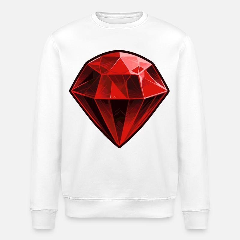 Precious Red Ruby Gemstone - Stanley/Stella ROLLER Unisex Organic Sweatshirt - white