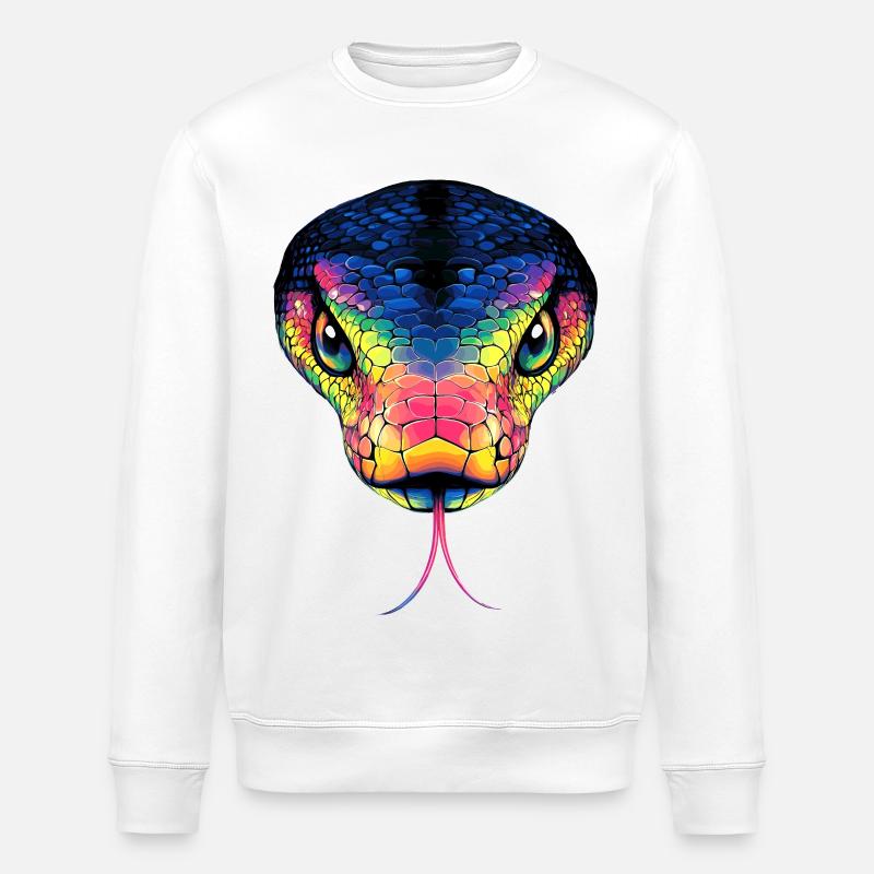 Schlange Python Kobra Mamba Klapperschlange Snake - Stanley/Stella Unisex Bio-Sweatshirt ROLLER - Weiß