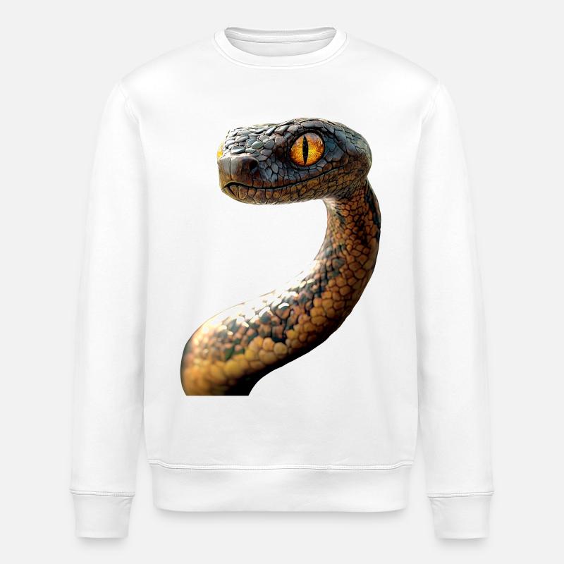 Schlange Python Kobra Mamba Klapperschlange Snake - Stanley/Stella Unisex Bio-Sweatshirt ROLLER - Weiß