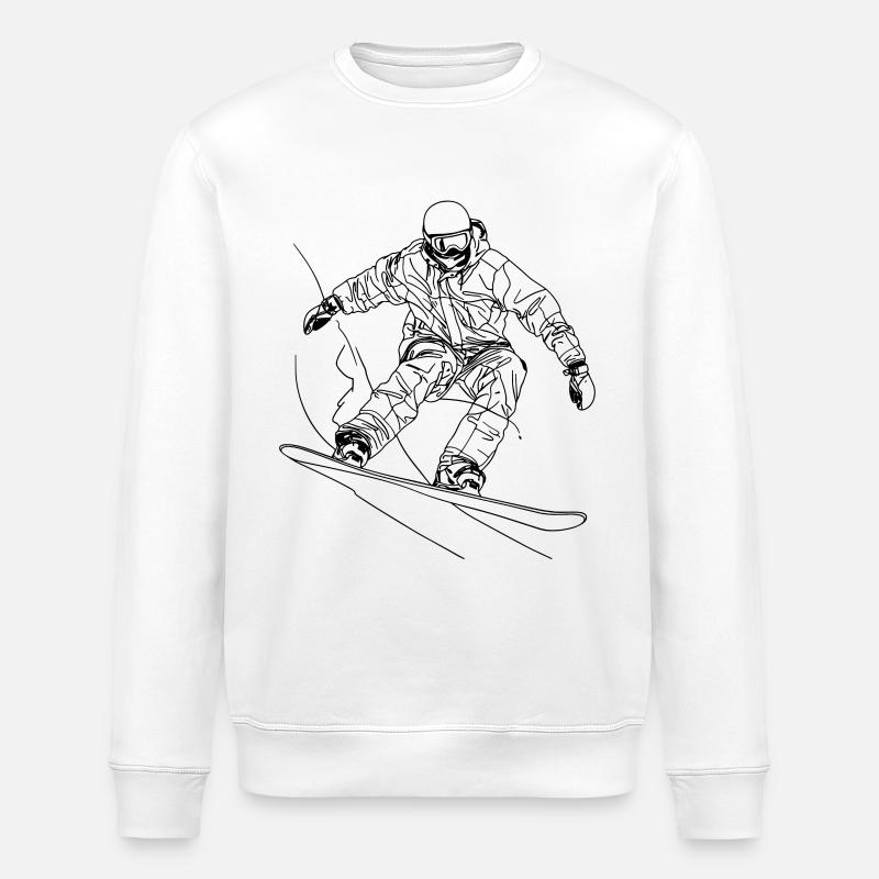 Dessin au trait du snowboarder - Sweat bio ROLLER Stanley/Stella Unisexe - blanc