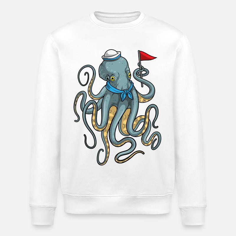 Drapeau marin pieuvre - Sweat bio ROLLER Stanley/Stella Unisexe - blanc