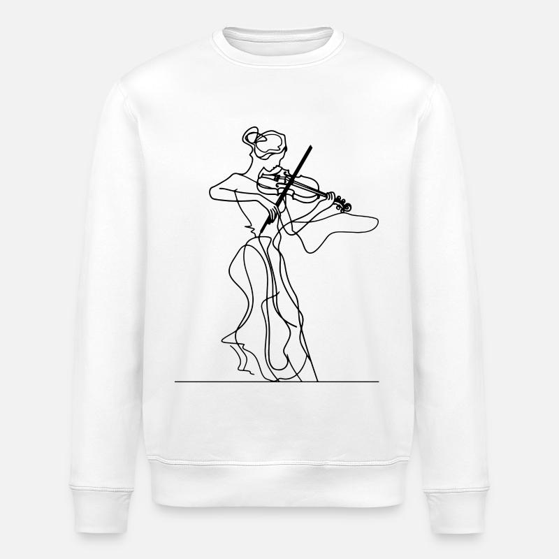 Violine Mädchen Zeichnung - Stanley/Stella Unisex Bio-Sweatshirt ROLLER - Weiß