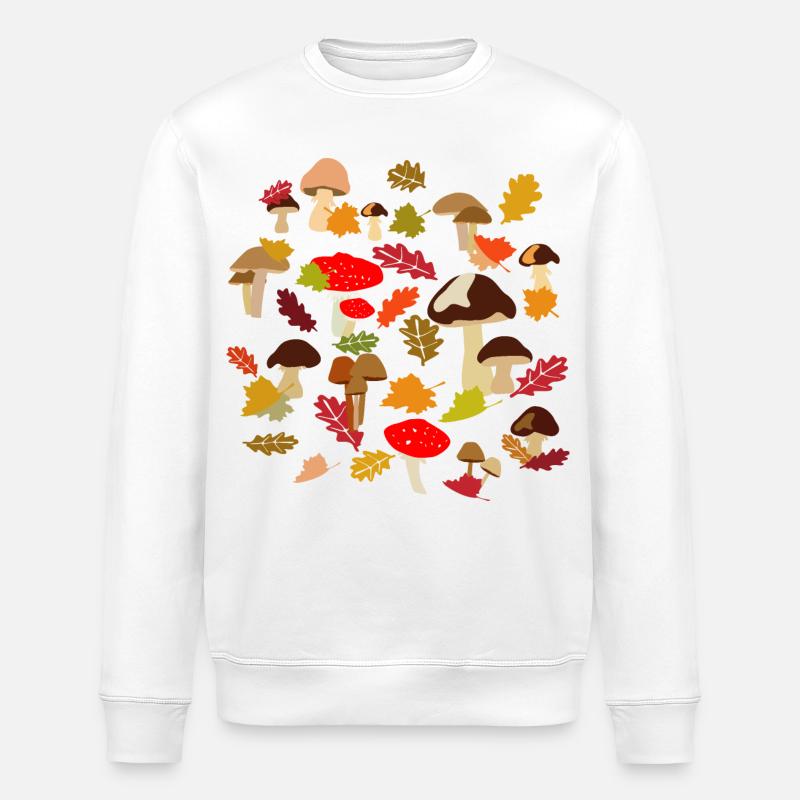 Herbstwald Pilz Muster - Stanley/Stella Unisex Bio-Sweatshirt ROLLER - Weiß