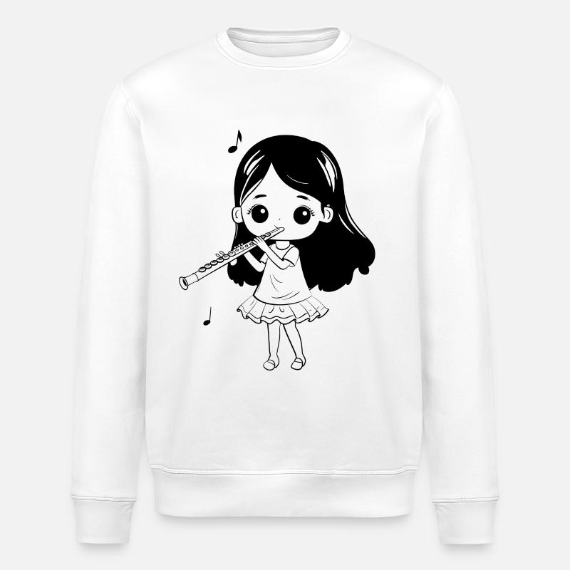 Flöte Mädchen Cartoon Look - Stanley/Stella Unisex Bio-Sweatshirt ROLLER - Weiß