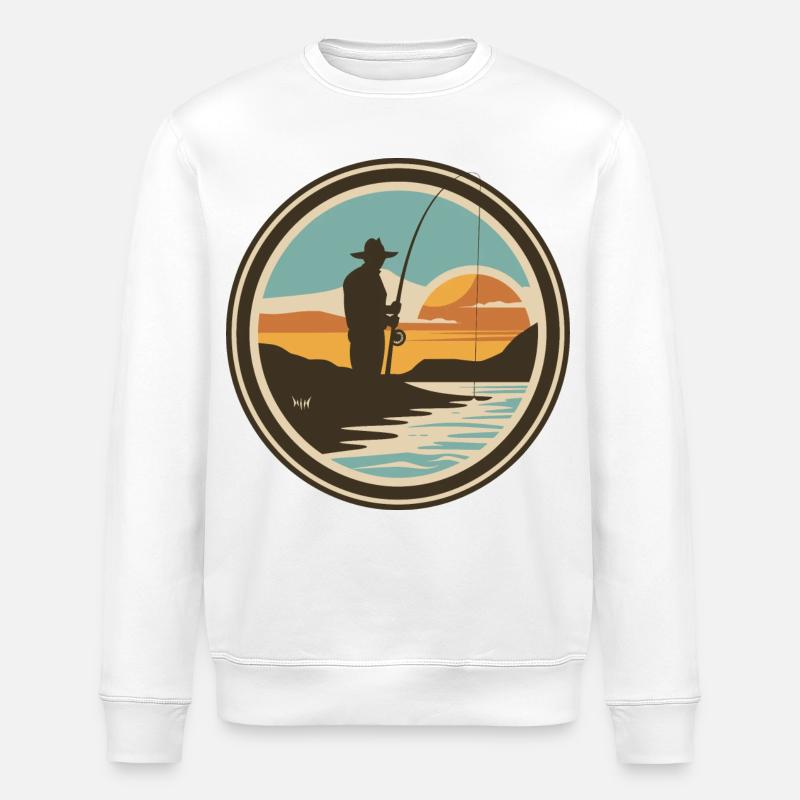 Retro Angeln - Stanley/Stella Unisex Bio-Sweatshirt ROLLER - Weiß