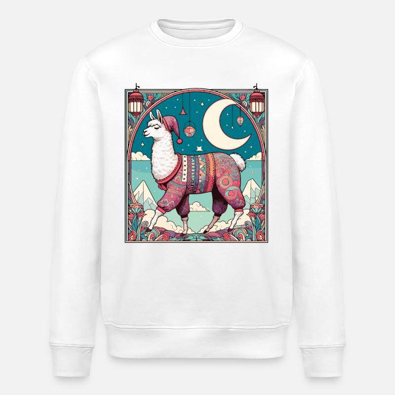 Lama Pyjama Geschenk - Stanley/Stella Unisex Bio-Sweatshirt ROLLER - Weiß