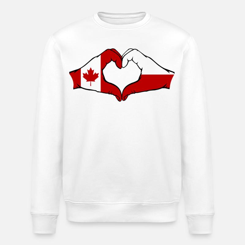 Kanada Polen Flagge Herzform - Stanley/Stella Unisex Bio-Sweatshirt ROLLER - Weiß