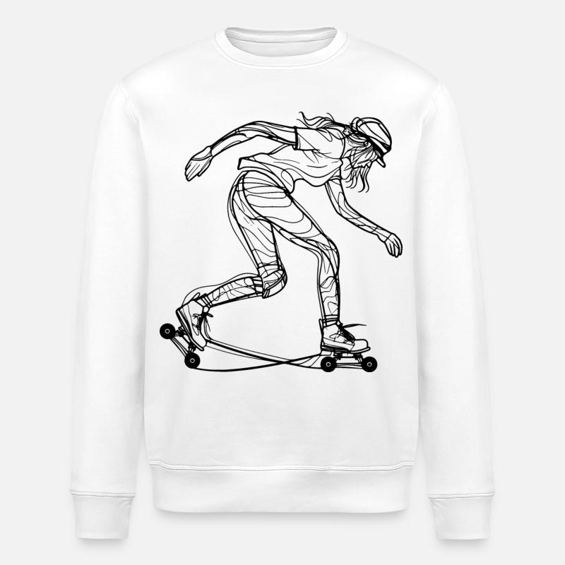 Rollschuhläuferin Zeichnung - Stanley/Stella Unisex Bio-Sweatshirt ROLLER - Weiß